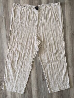 Eileen Fisher Neutral Textured Wide-Leg Linen-Blend Pants - Beige XL